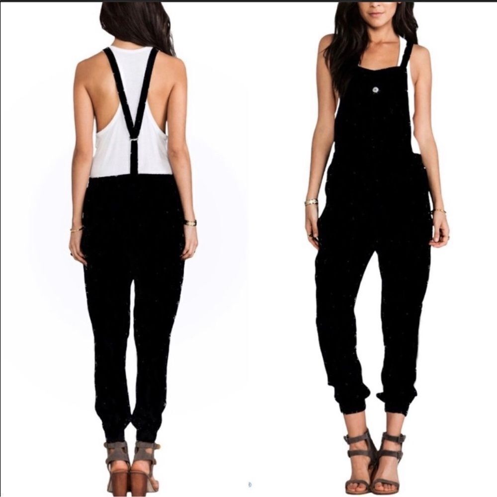 FLYNN SKYE x revolve Jumpsuit black snake print jogger y back Overalls size 1 sm